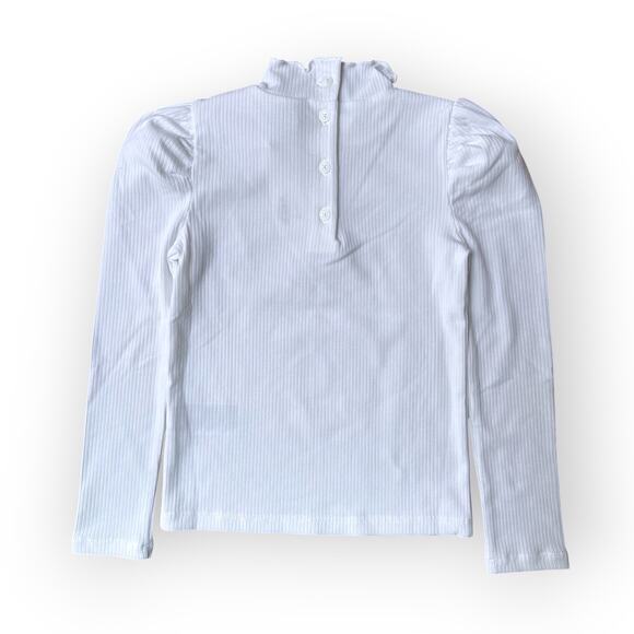 Janie and Jack Ribbed Balloon Sleeve Turtleneck, Size 5, Jet Ivory - Picture 4 of 10